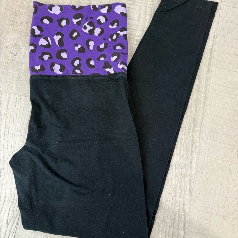 Victoria's Secret Purple Leopard and Black Cropped Pants